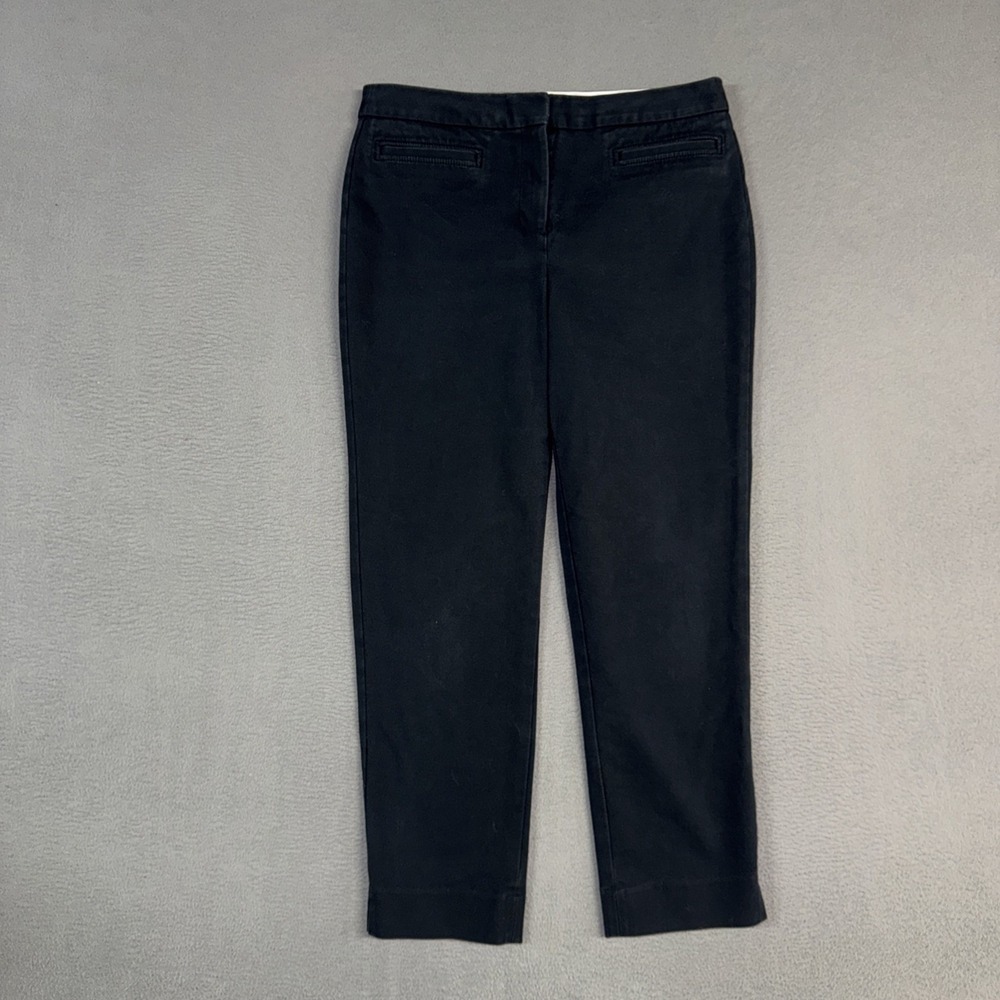 Talbots Pants Womens 8 Blue Black Hampshire Curvy Ankle Cropped Cotton Dress